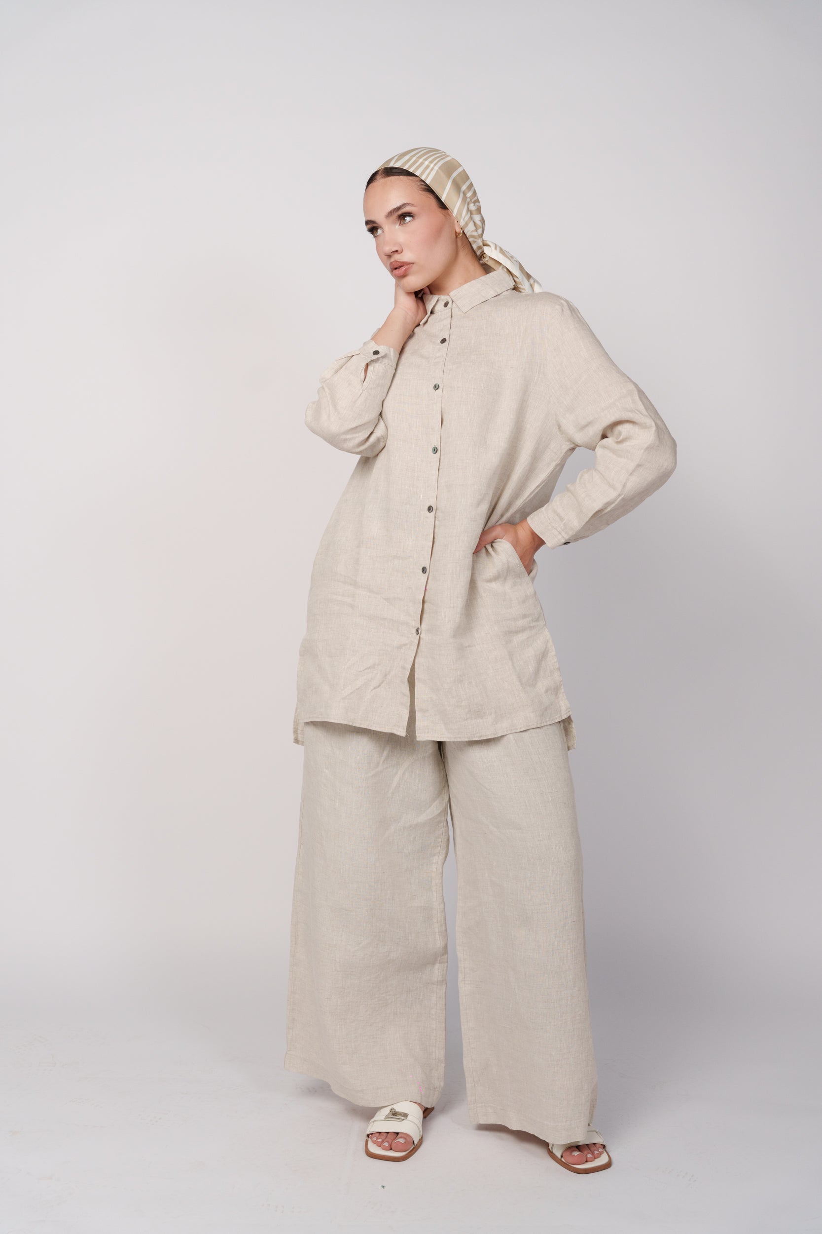 OAMY 100% Linen Relaxed Set Natural