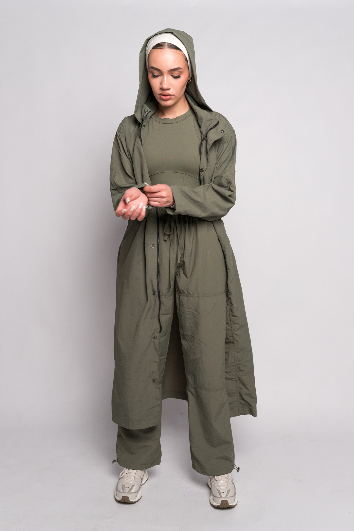 OAMY Relaxed Longline Zip Jacket in Olive