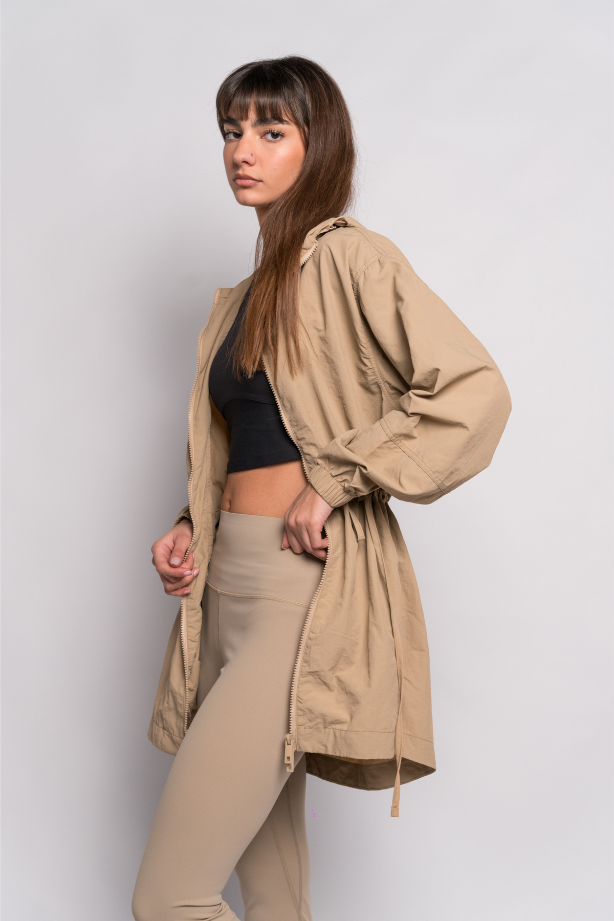 OAMY Relaxed Zip Jacket in Beige