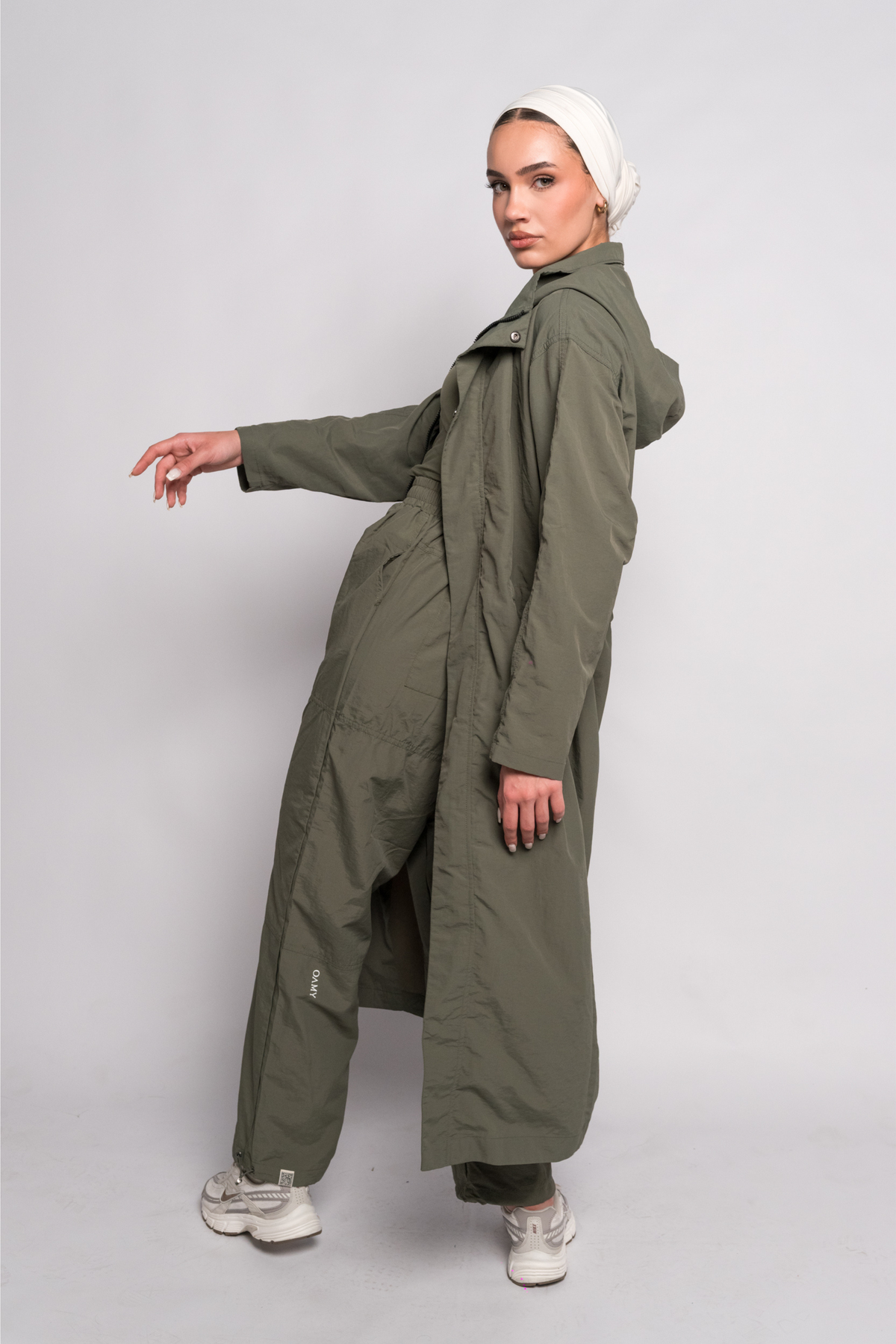 OAMY Relaxed Longline Zip Jacket in Olive