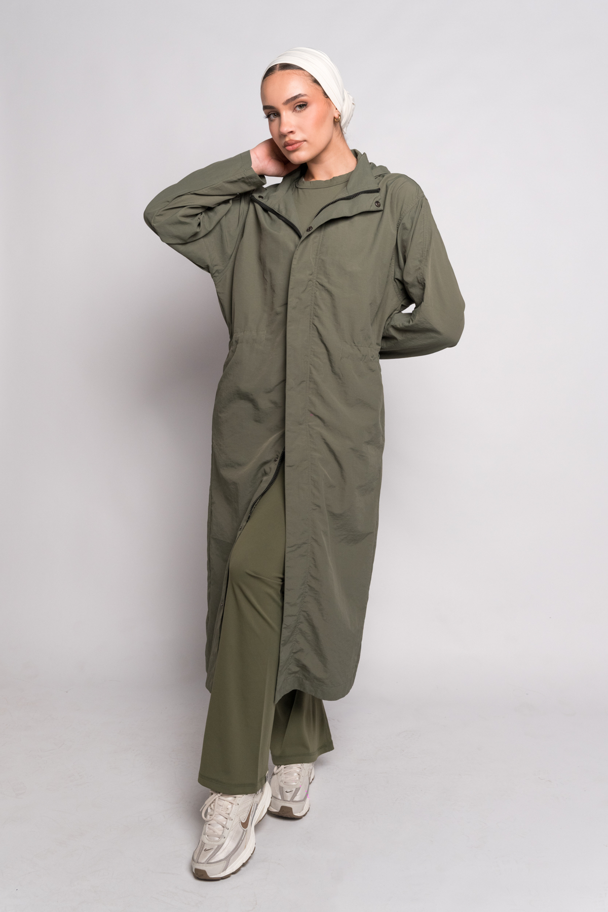OAMY Relaxed Longline Zip Jacket in Olive