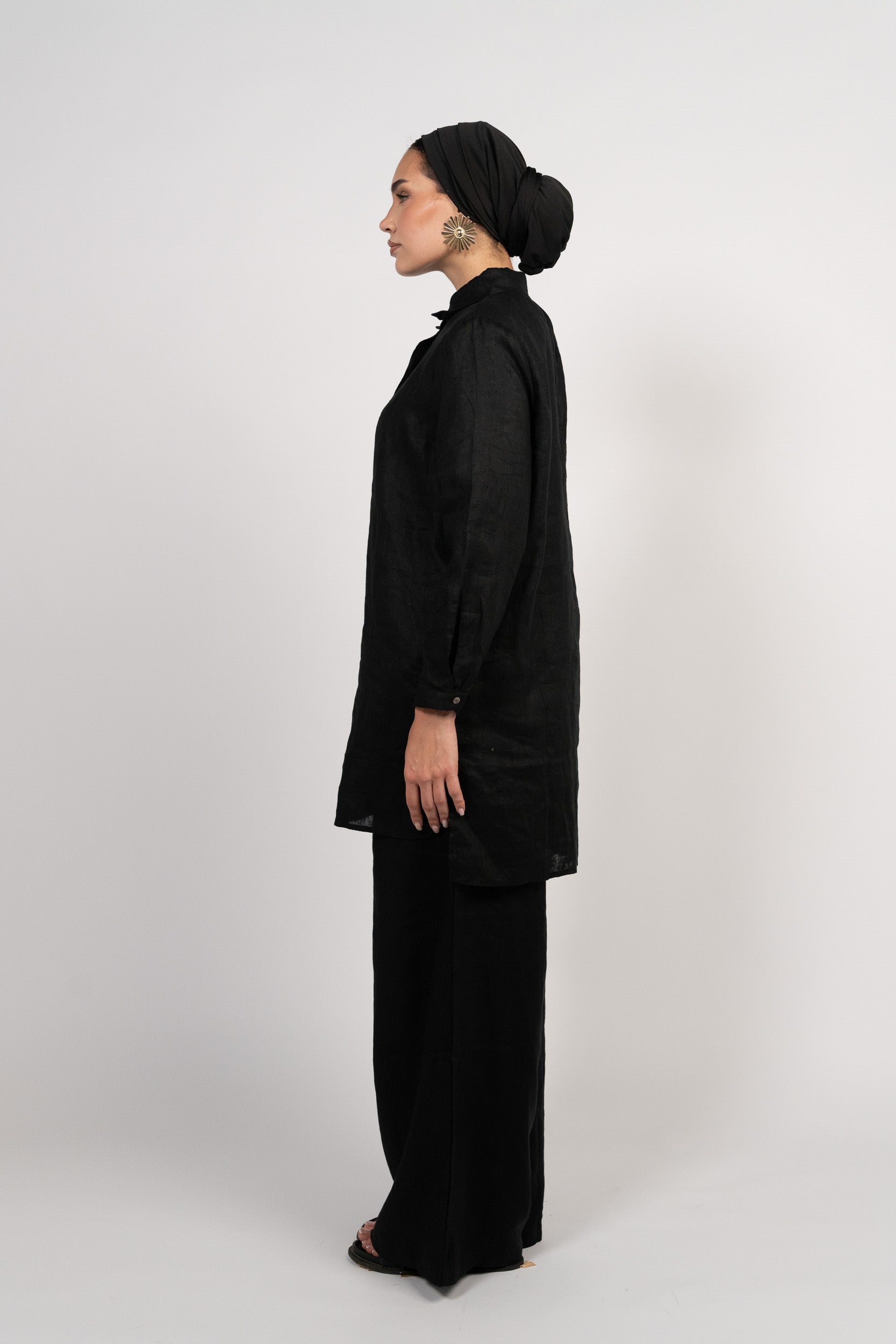 OAMY 100% Linen Relaxed Set — Black