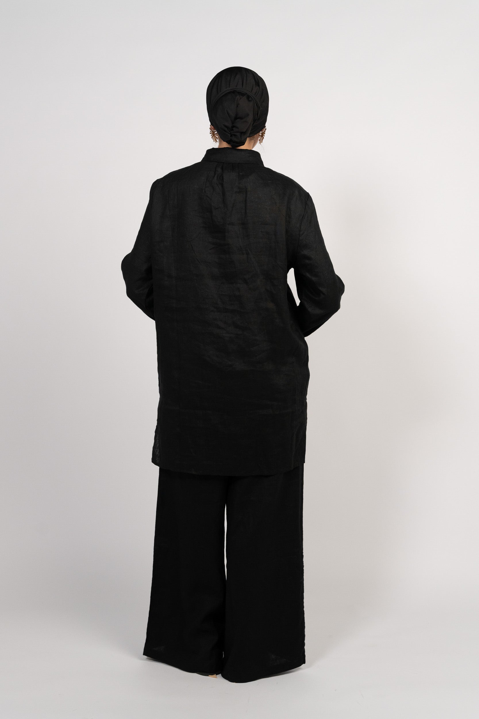 OAMY 100% Linen Relaxed Set — Black