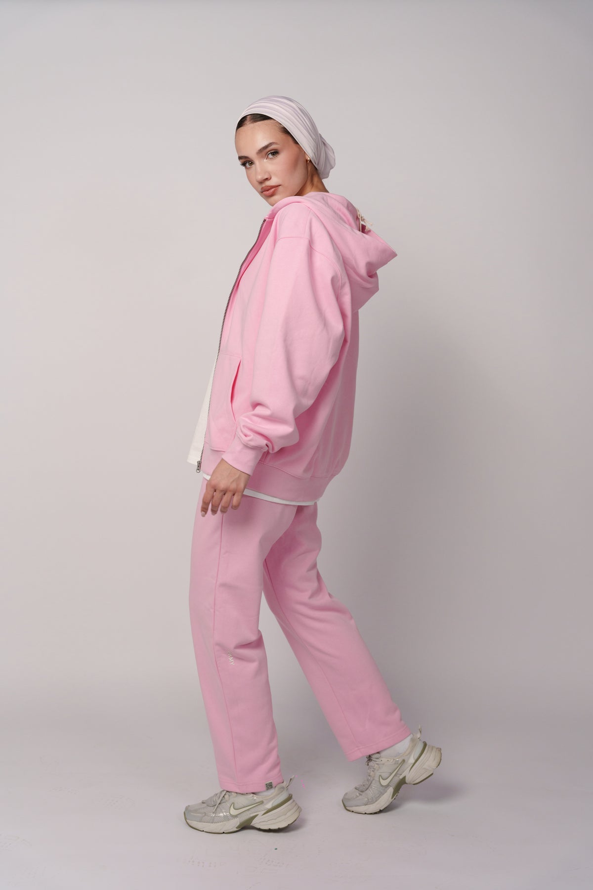 OAMY Oversized Zip Hoodie Set in Bubblegum Pink