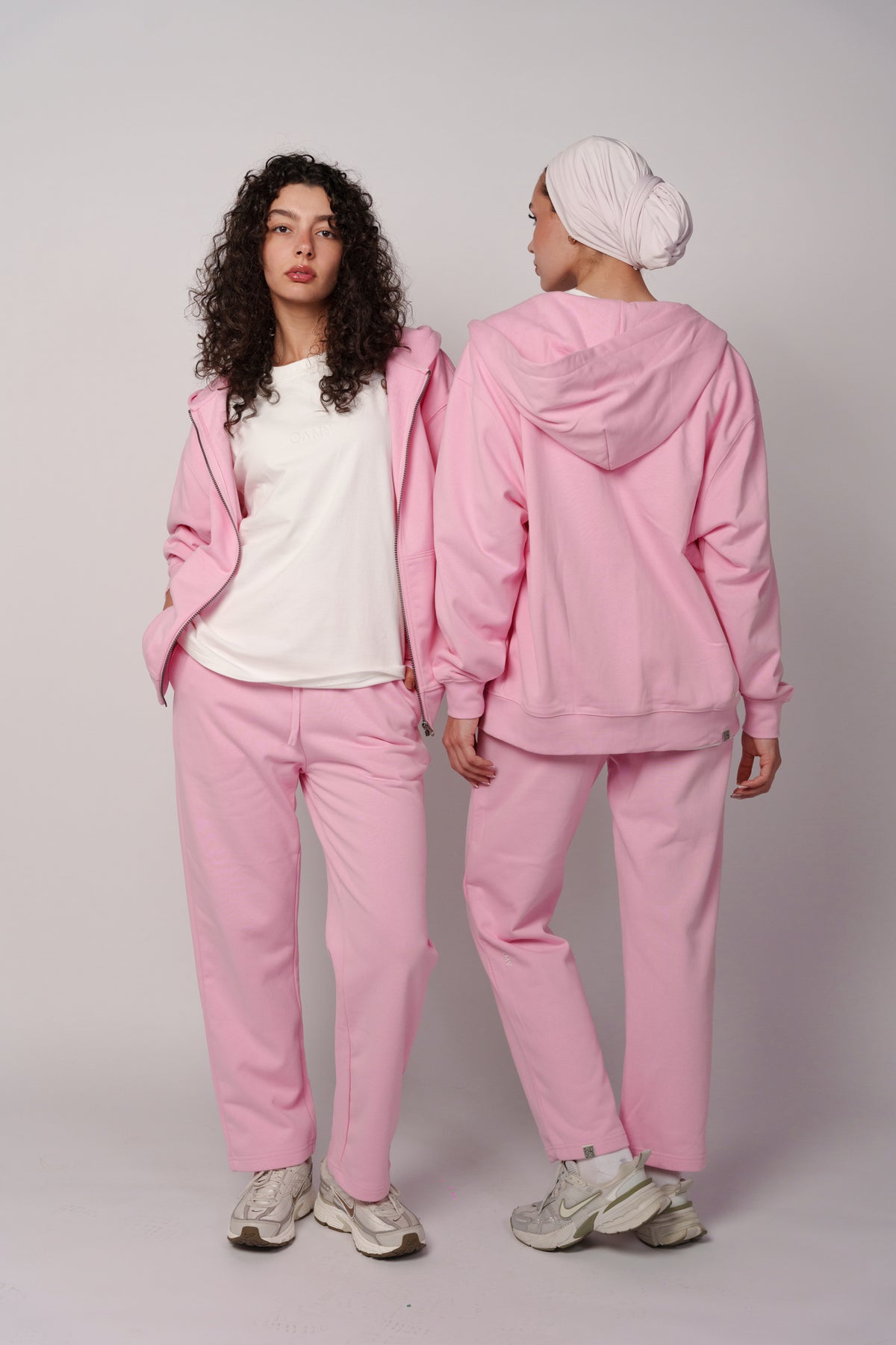 OAMY Oversized Zip Hoodie Set in Bubblegum Pink
