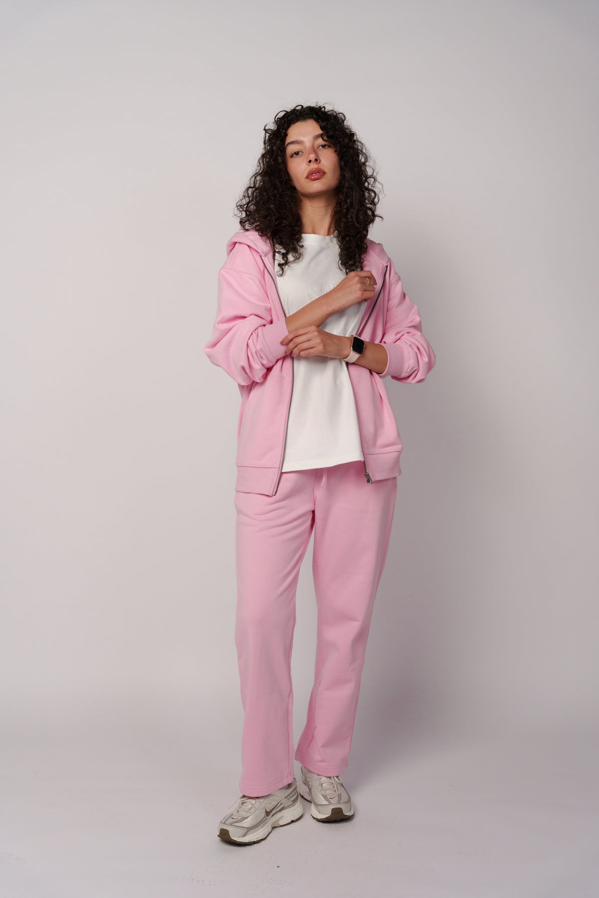 OAMY Oversized Zip Hoodie Set in Bubblegum Pink