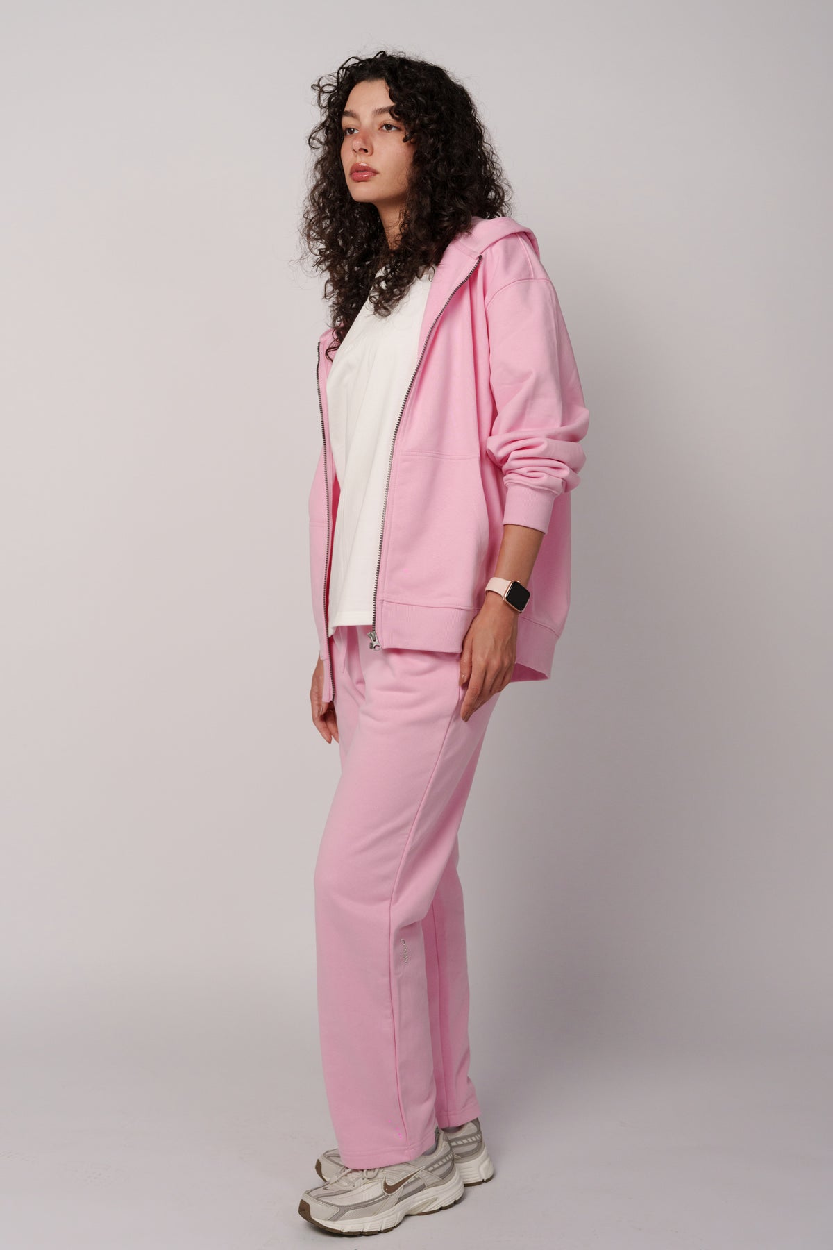 OAMY Oversized Zip Hoodie Set in Bubblegum Pink