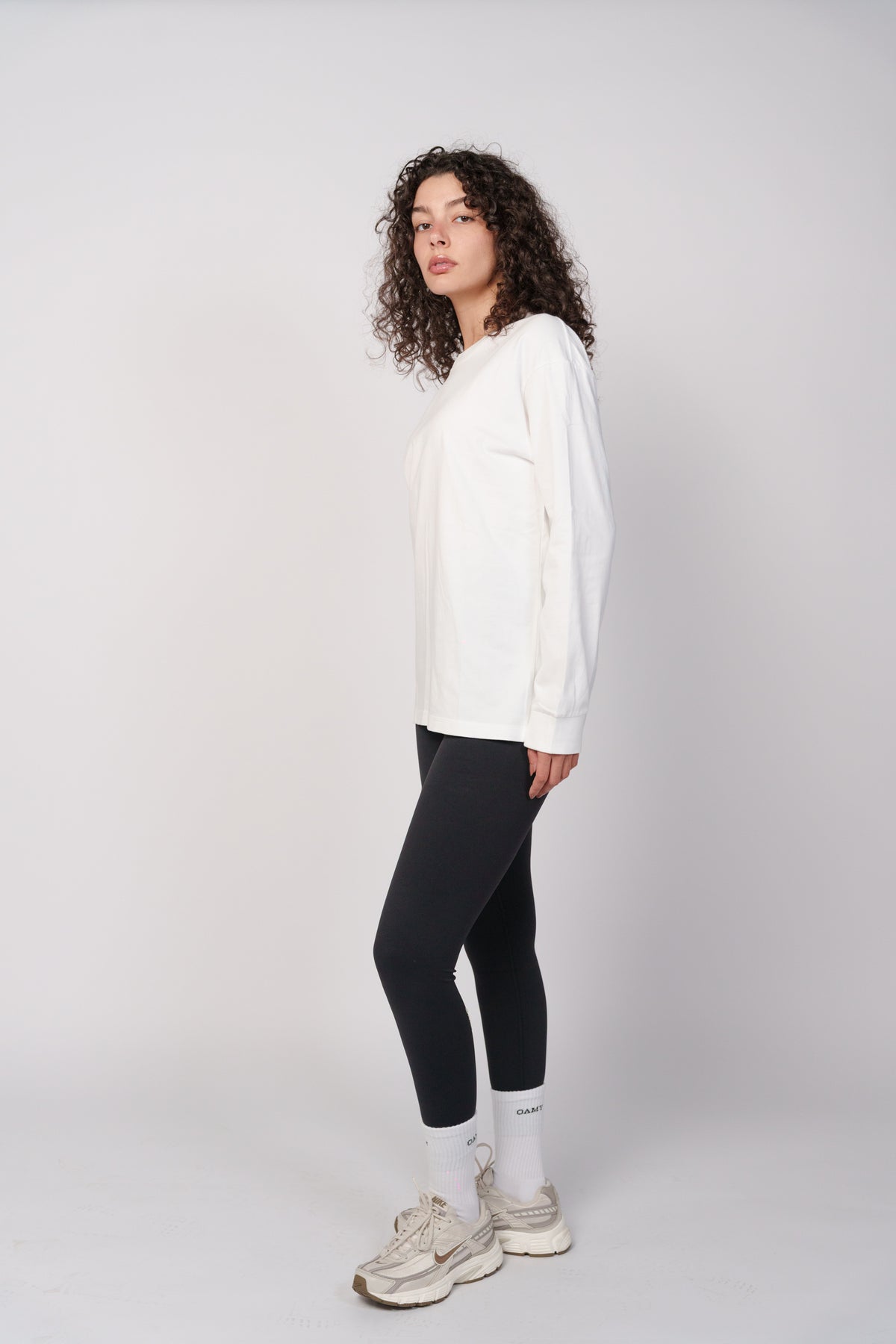 OAMY Relaxed Fit Long Sleeve T-Shirt in White