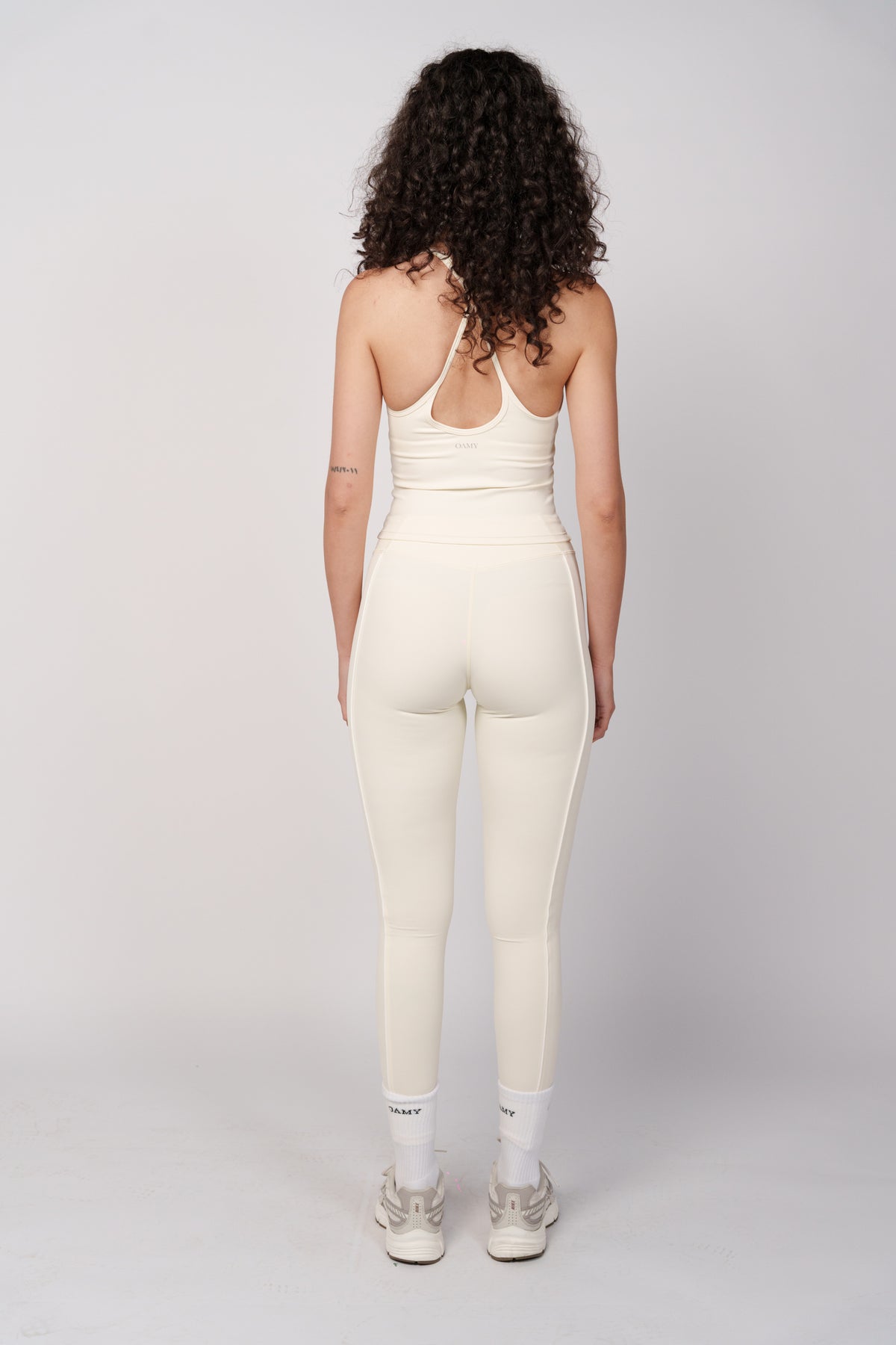 OAMY Sweetheart Strap Top in Butter Yellow, worn as a matching set