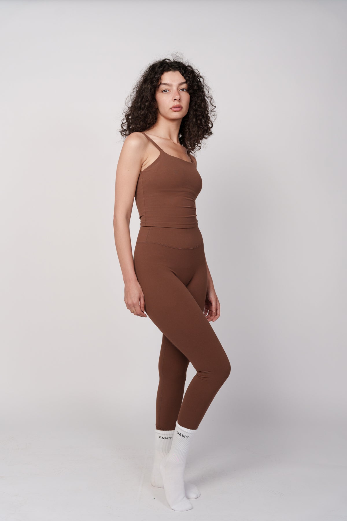 OAMY Seamless UltraSculpt Legging in Brown, worn as a matching set