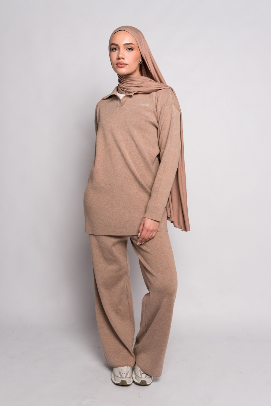 OAMY Classic Knit Set, a lightweight modest two-piece for transitional late summer to autumn weather
