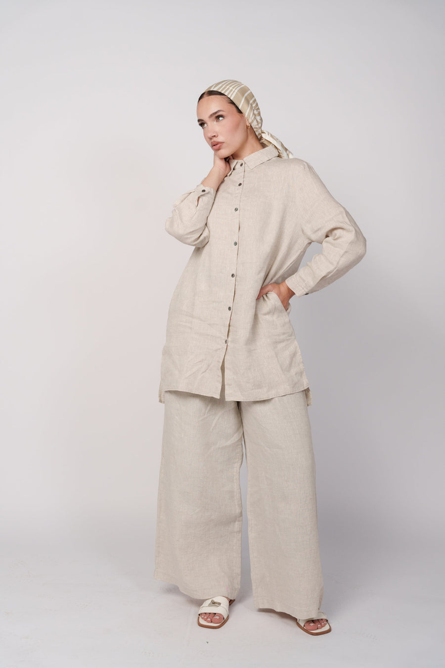 OAMY 100% Linen Relaxed Set Natural