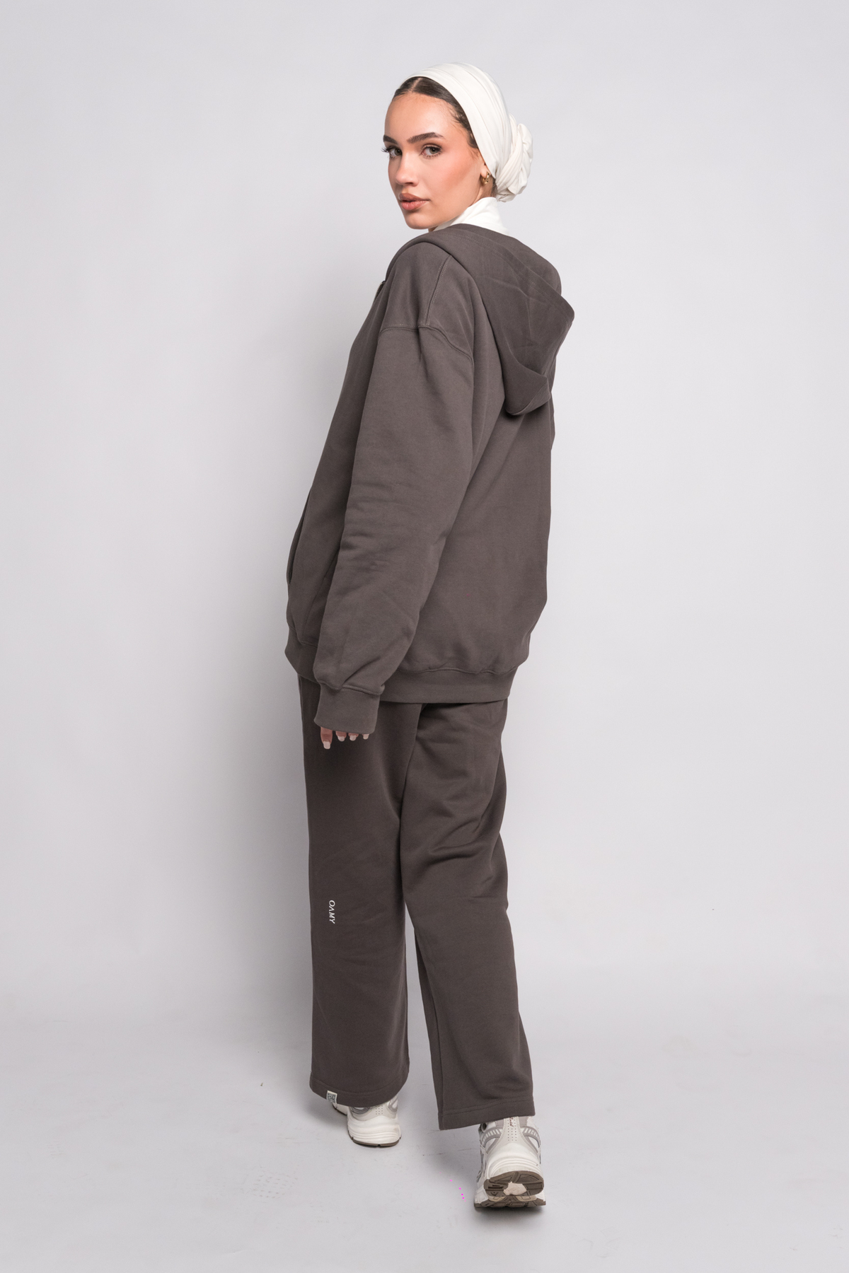 OAMY Oversized Zip Hoodie Set in Charcoal