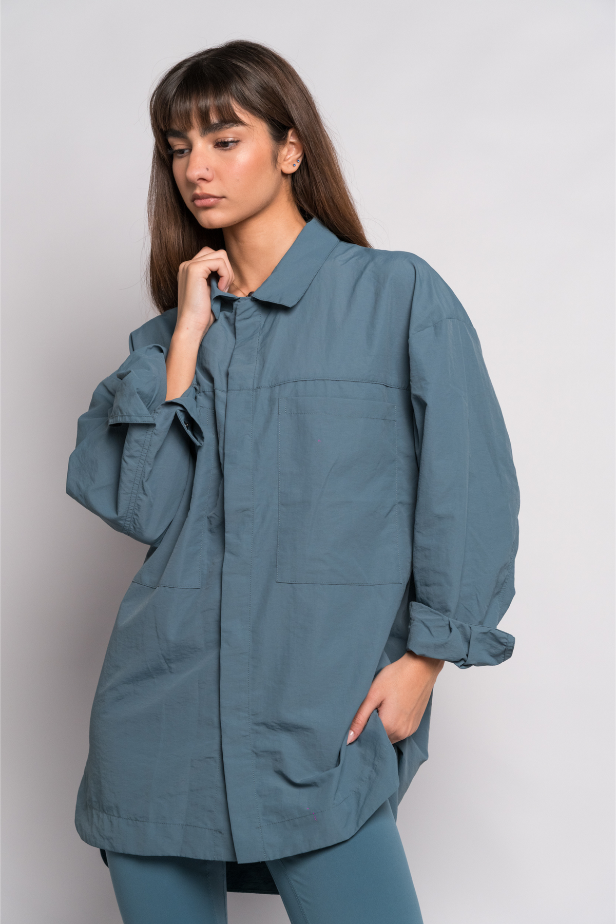 OAMY Oversized Shacket in Petrol