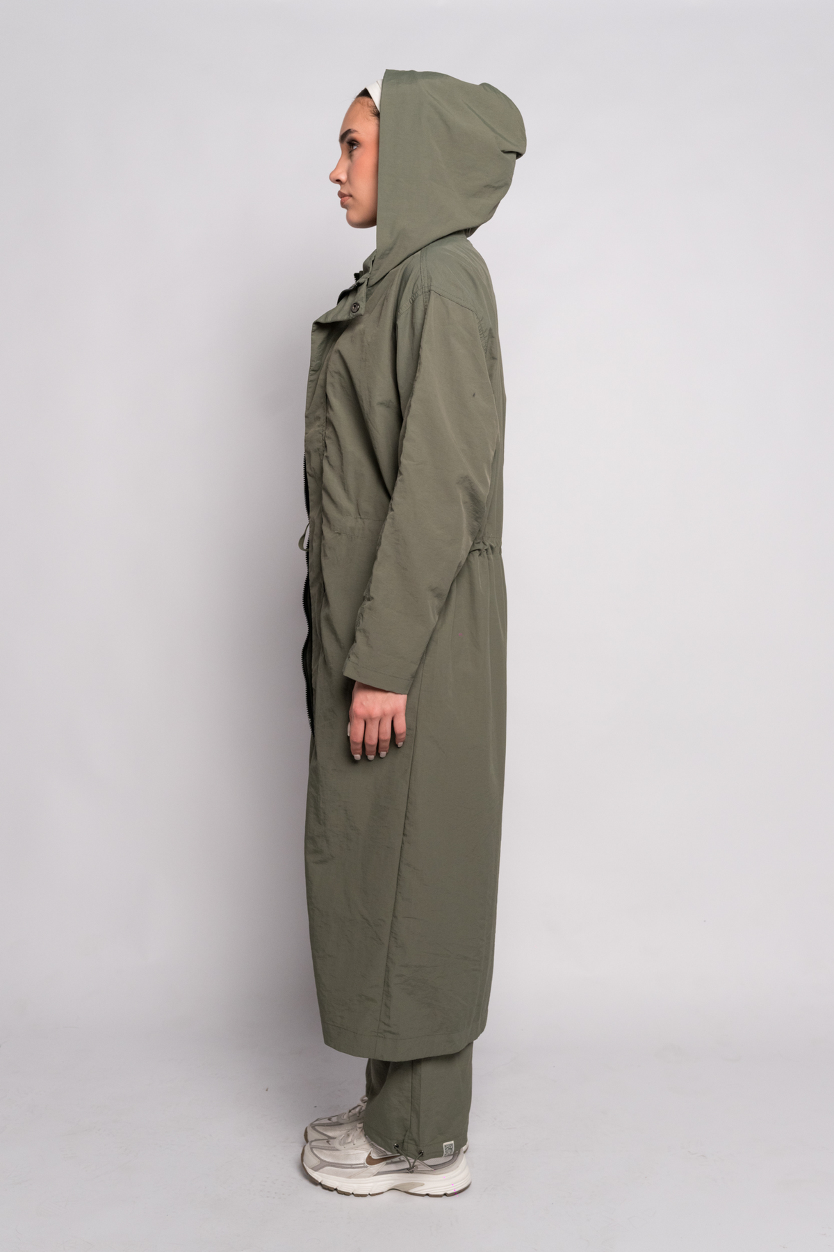 OAMY Relaxed Longline Zip Jacket in Olive