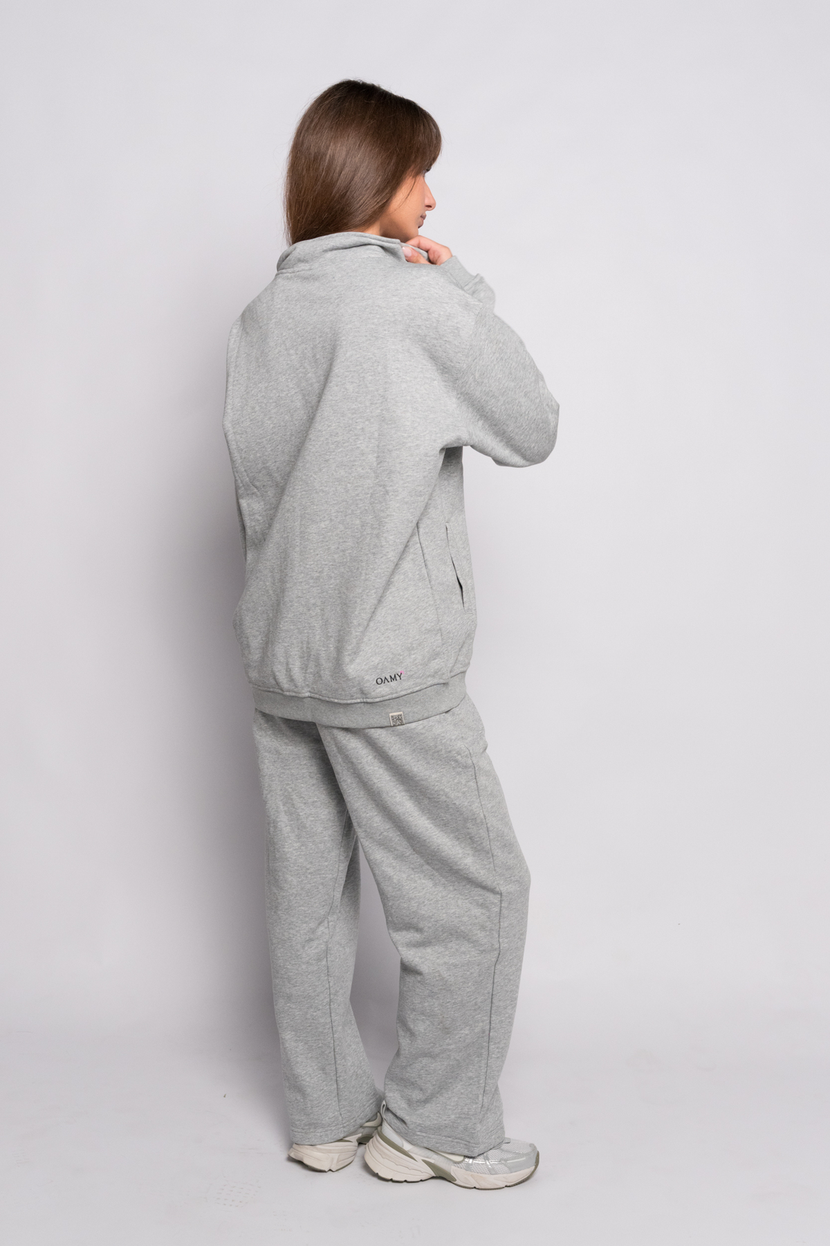 OAMY Oversized Zip Sweatshirt Set in Gray