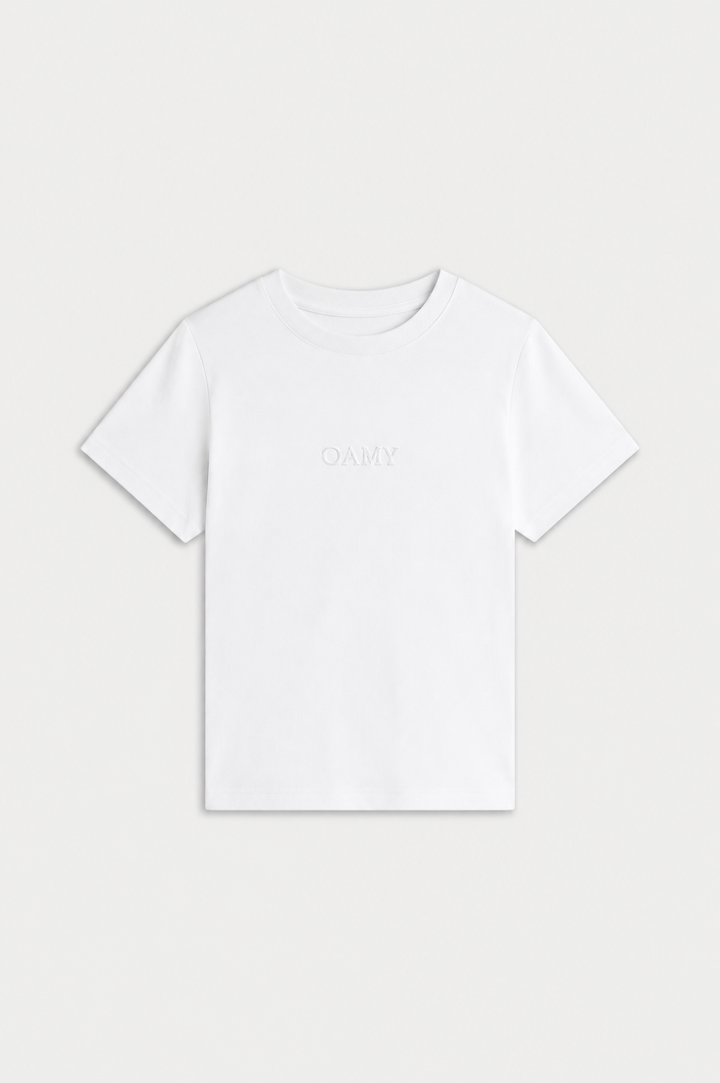 OAMY Elevated T-Shirt in White, flat lay