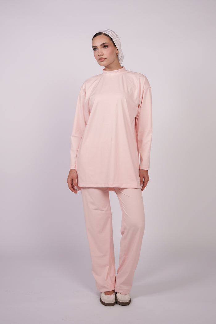 OAMY Oversized Long Yoga Sleeve Top in Powder Pink