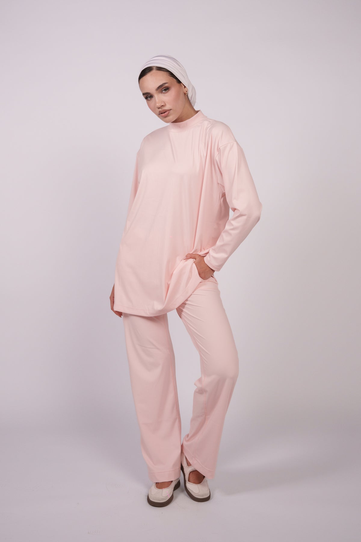 OAMY Oversized Long Yoga Sleeve Top in Powder Pink