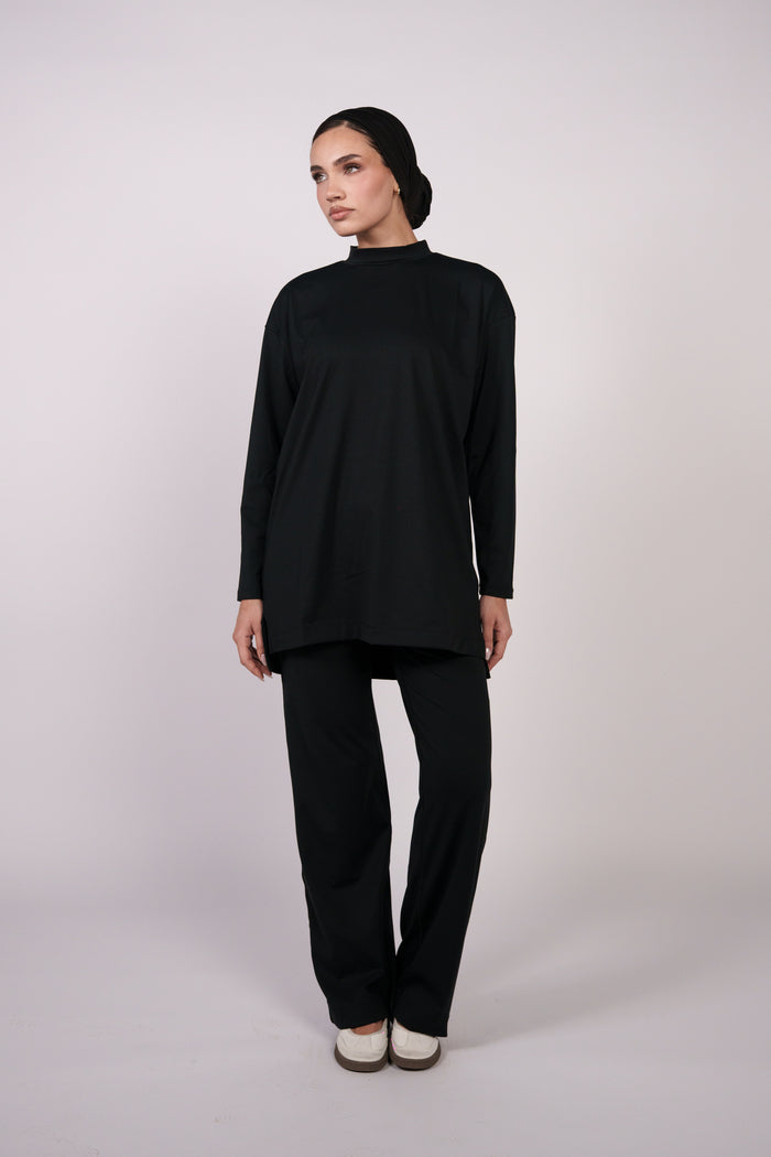 OAMY Oversized Long Yoga Sleeve Top in Black