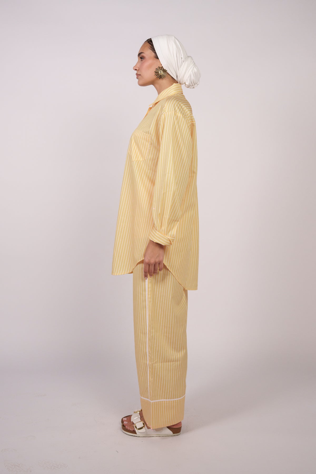 OAMY Relaxed Striped Shirt Set in Lemon Yellow