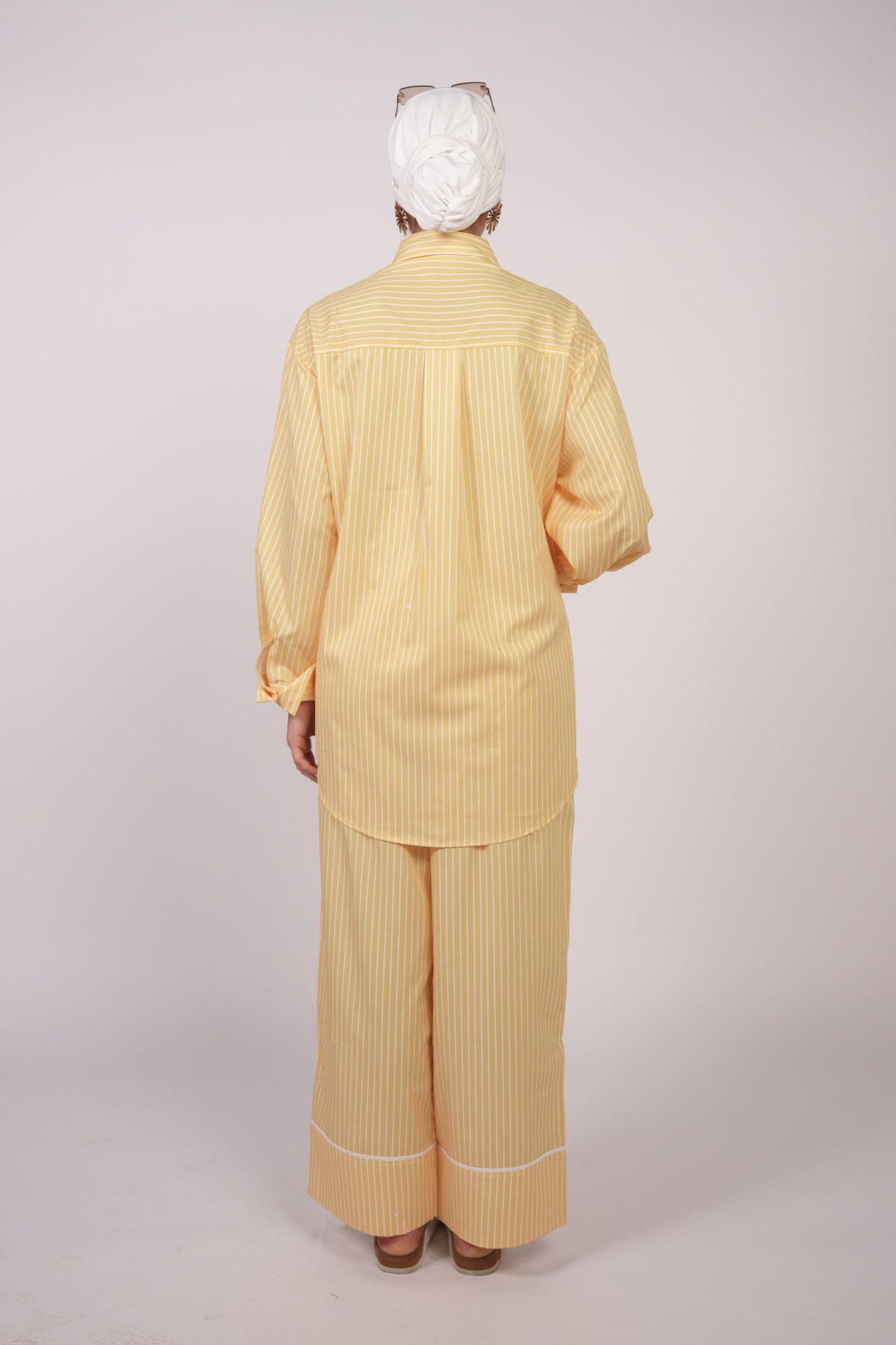 OAMY Relaxed Striped Shirt Set in Lemon Yellow