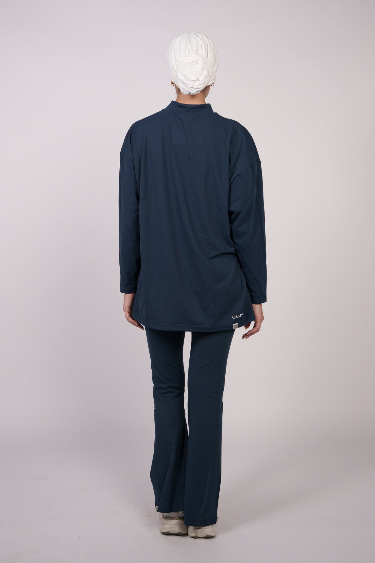 OAMY Oversized Long Soft Skin Sleeve Top in Navy