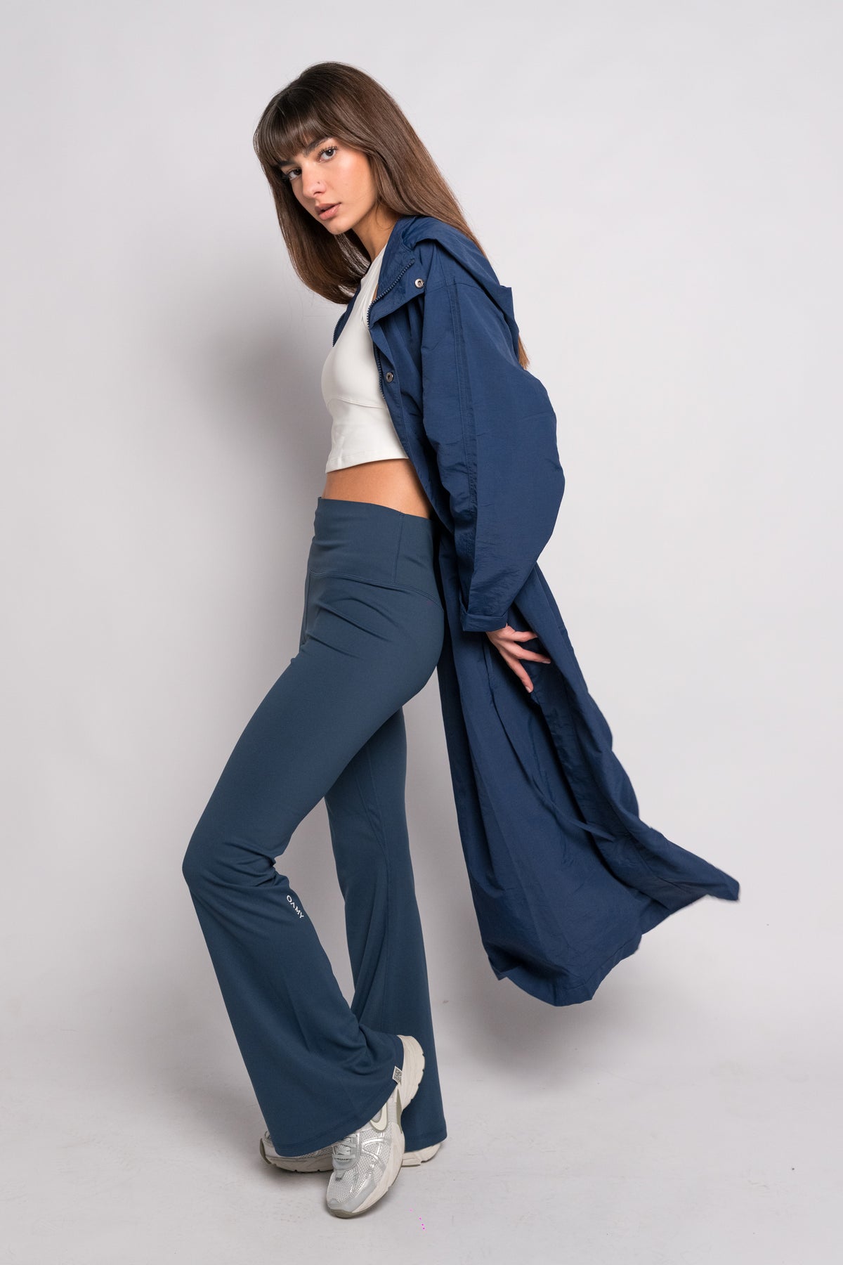 OAMY Relaxed Longline Zip Jacket in Navy