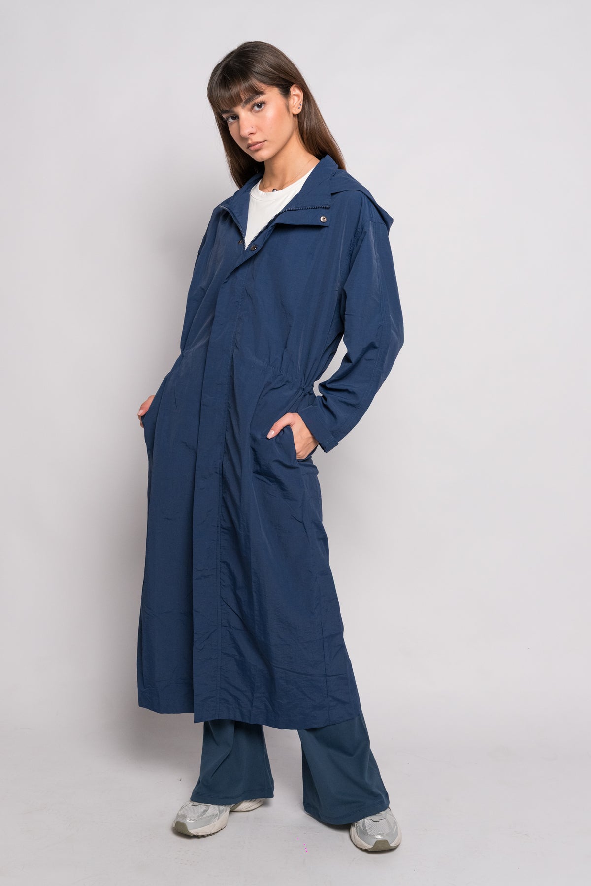 OAMY Relaxed Longline Zip Jacket in Navy