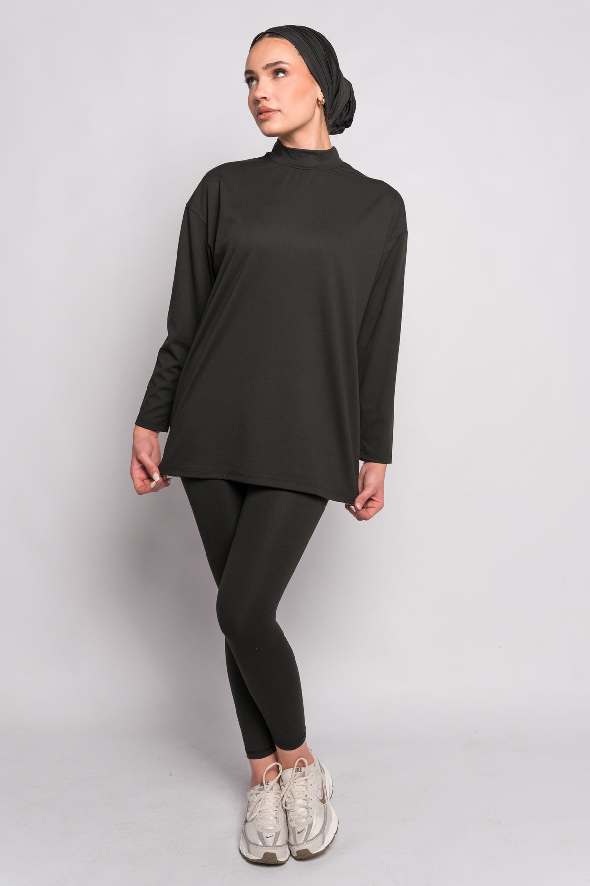 OAMY Oversized Long Soft Skin Sleeve Top in Black