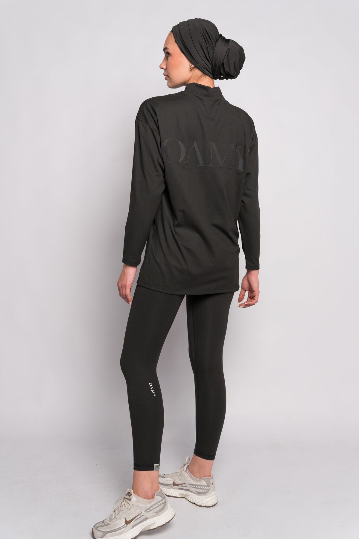 OAMY Oversized Long Soft Skin Sleeve Top in Black