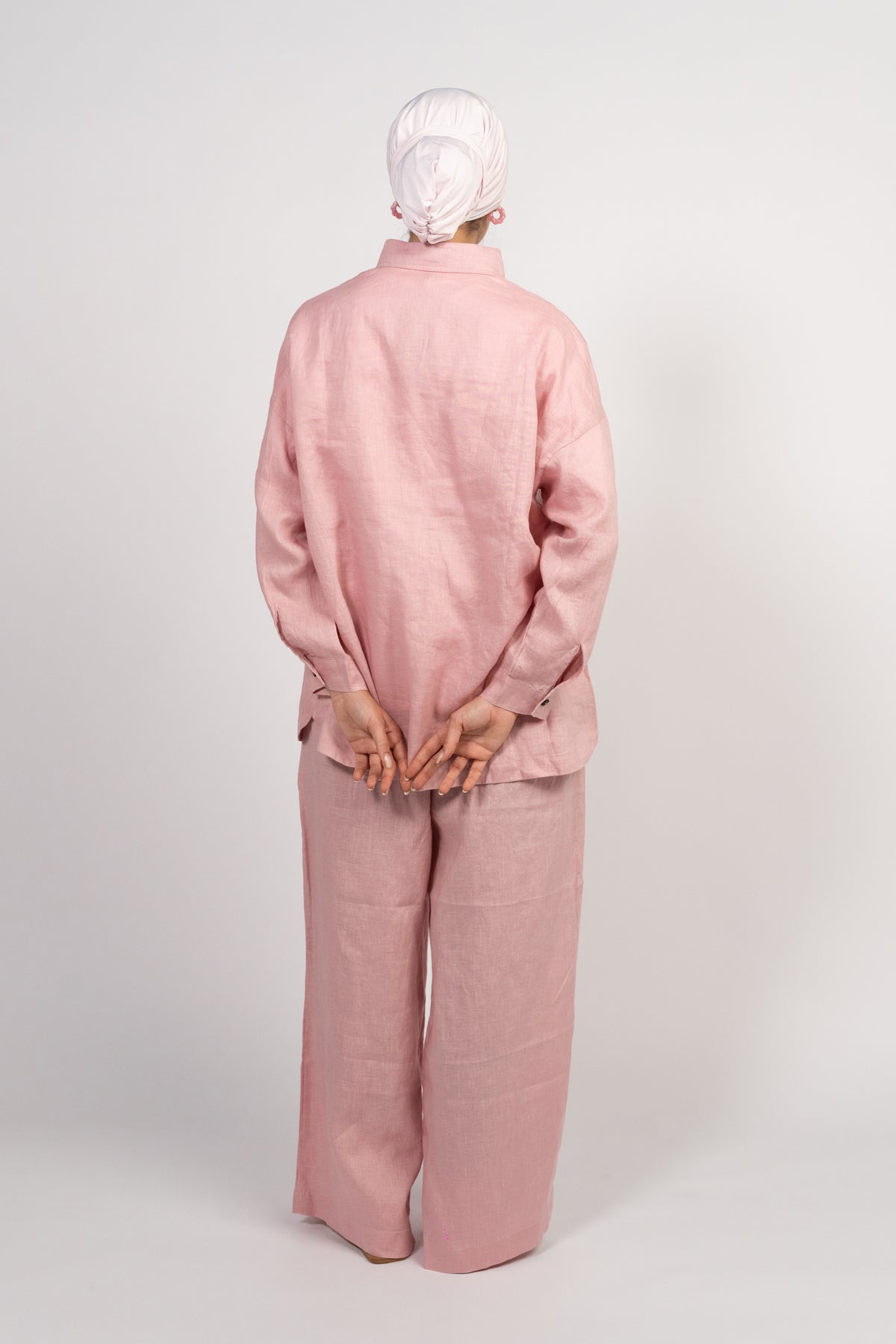 OAMY 100% Linen Shirt Set — Dusty Rose