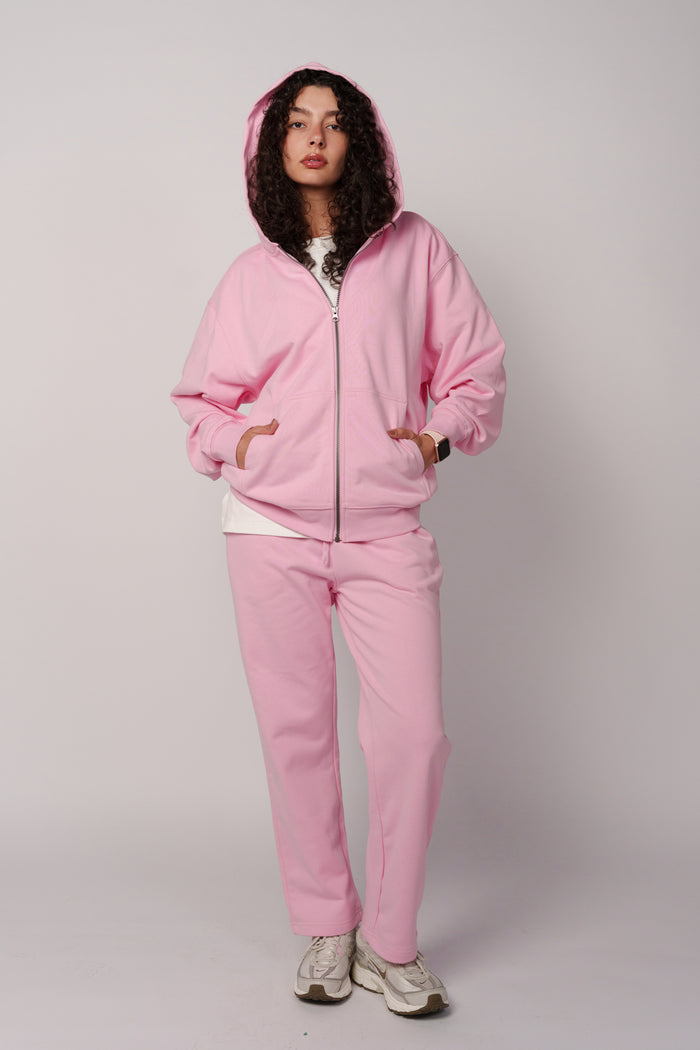 OAMY Oversized Zip Hoodie Set in Bubblegum Pink