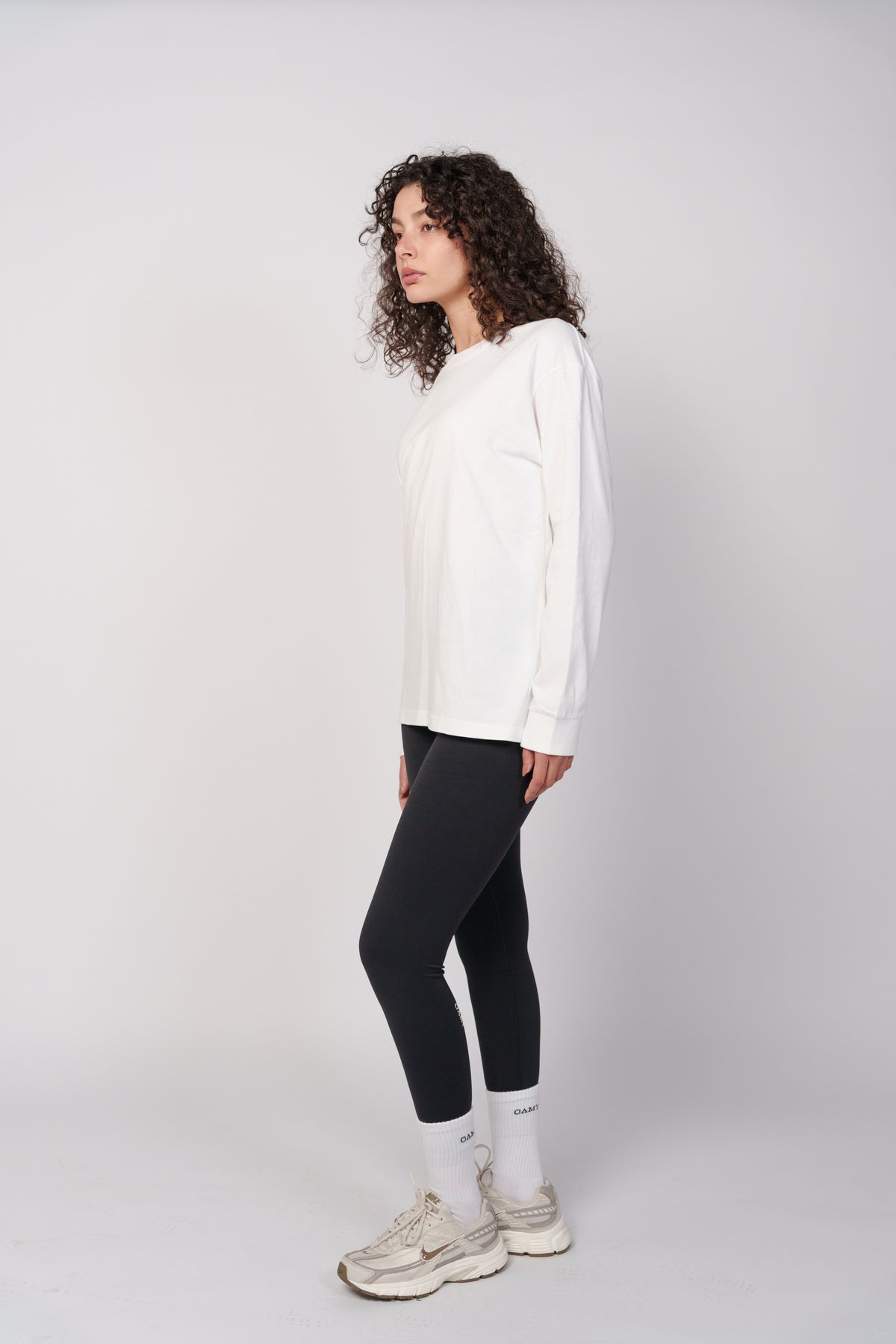 OAMY Relaxed Fit Long Sleeve T-Shirt in White