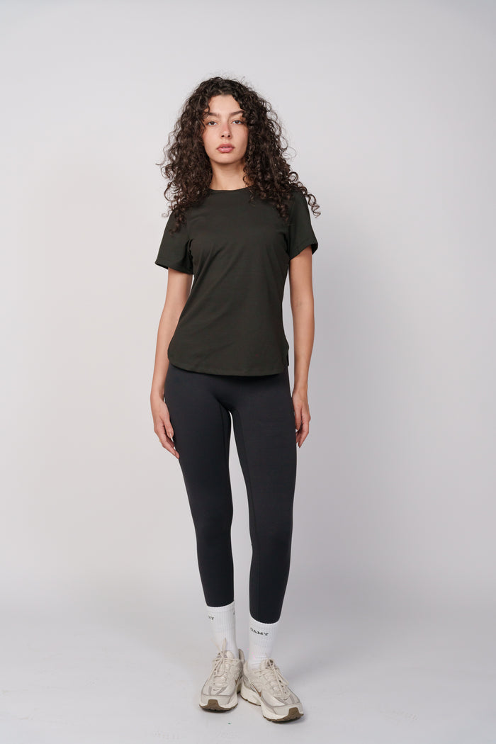 OAMY Regular Fit Curved Hem T-Shirt in Black