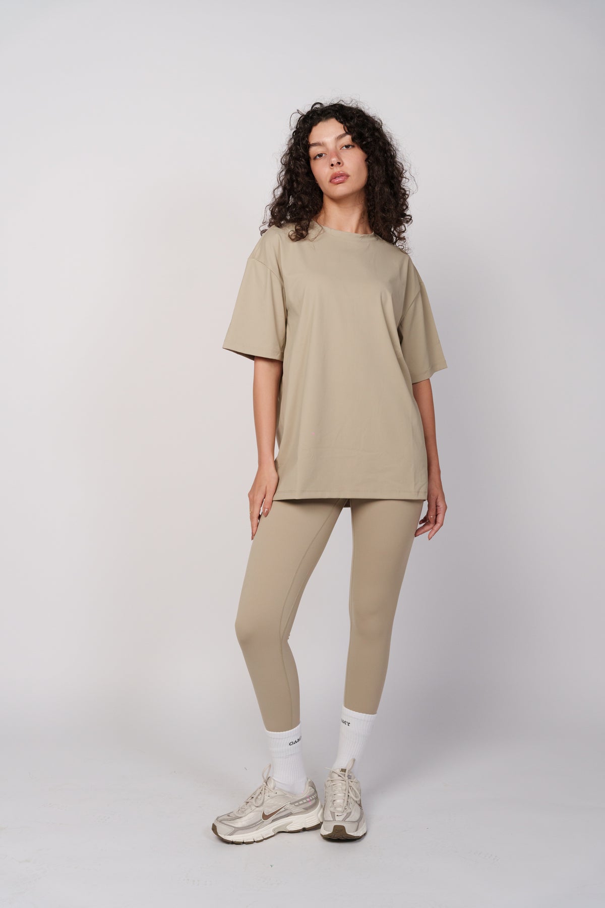 OAMY Oversized Yoga T-Shirt in Beige