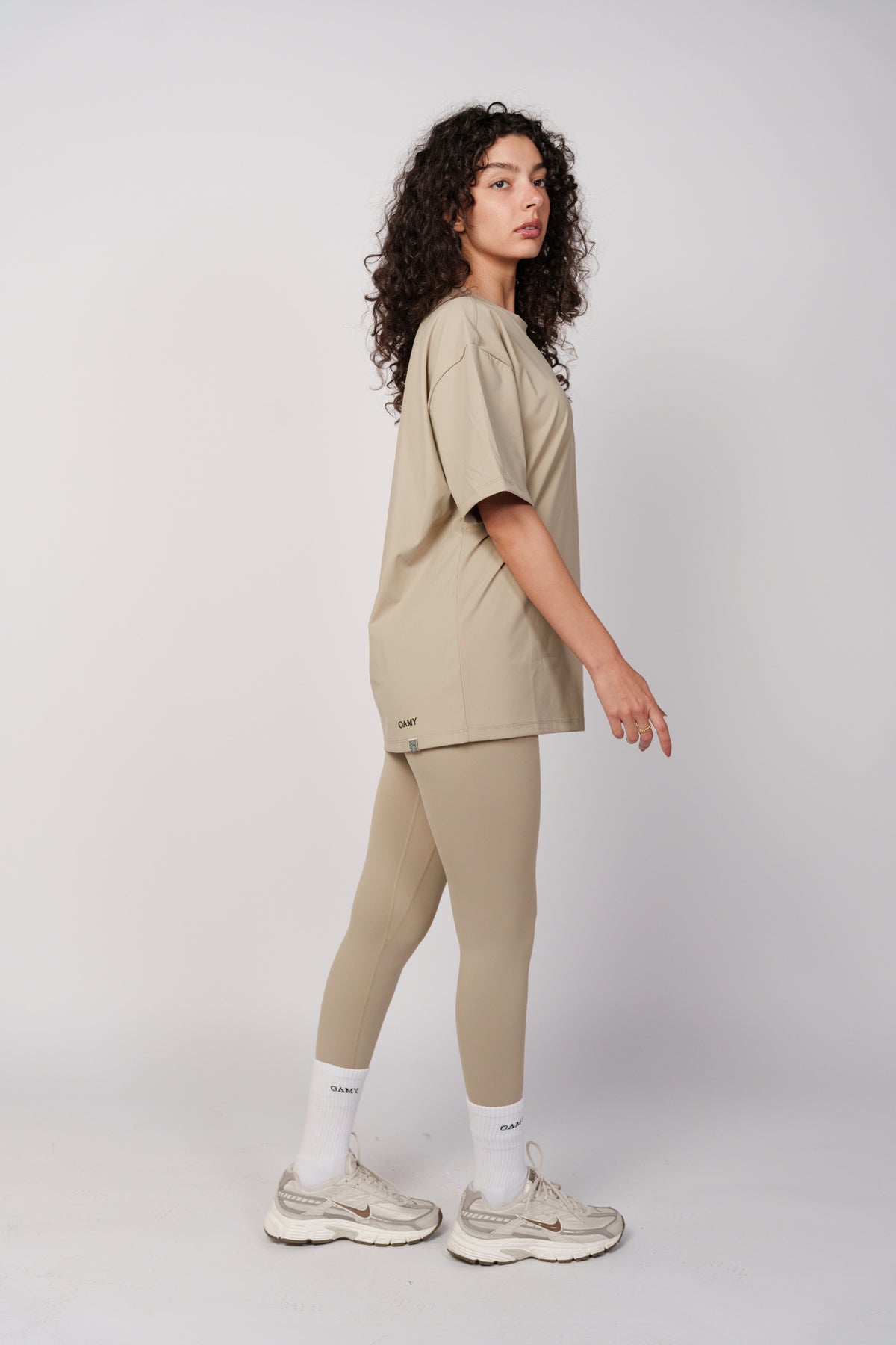 OAMY Oversized Yoga T-Shirt in Beige