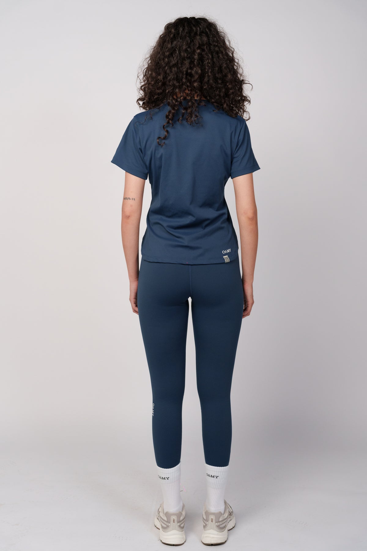 OAMY Regular Fit Curved Hem T-Shirt in Navy