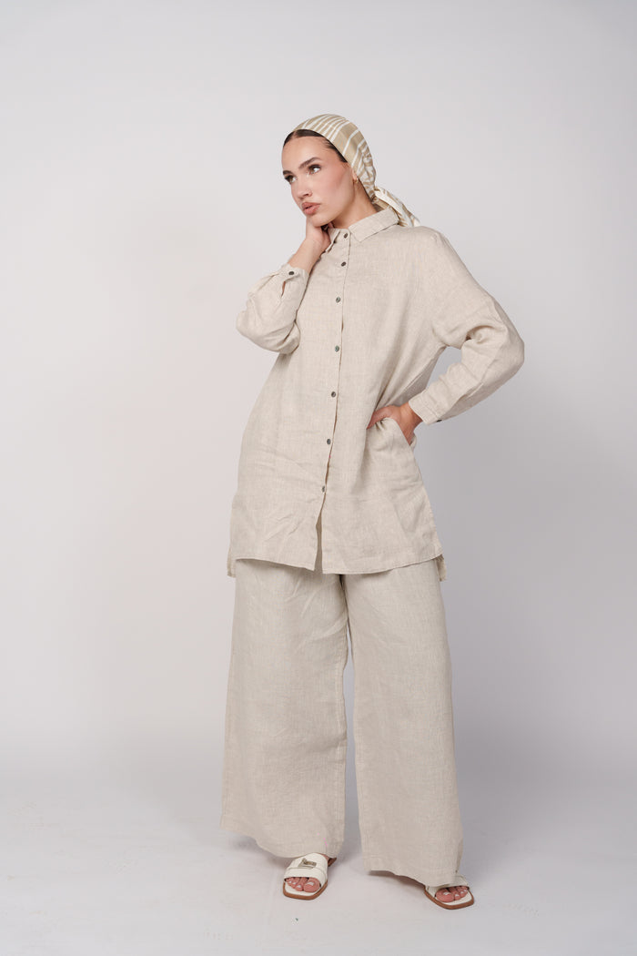 OAMY 100% Linen Relaxed Set — Natural