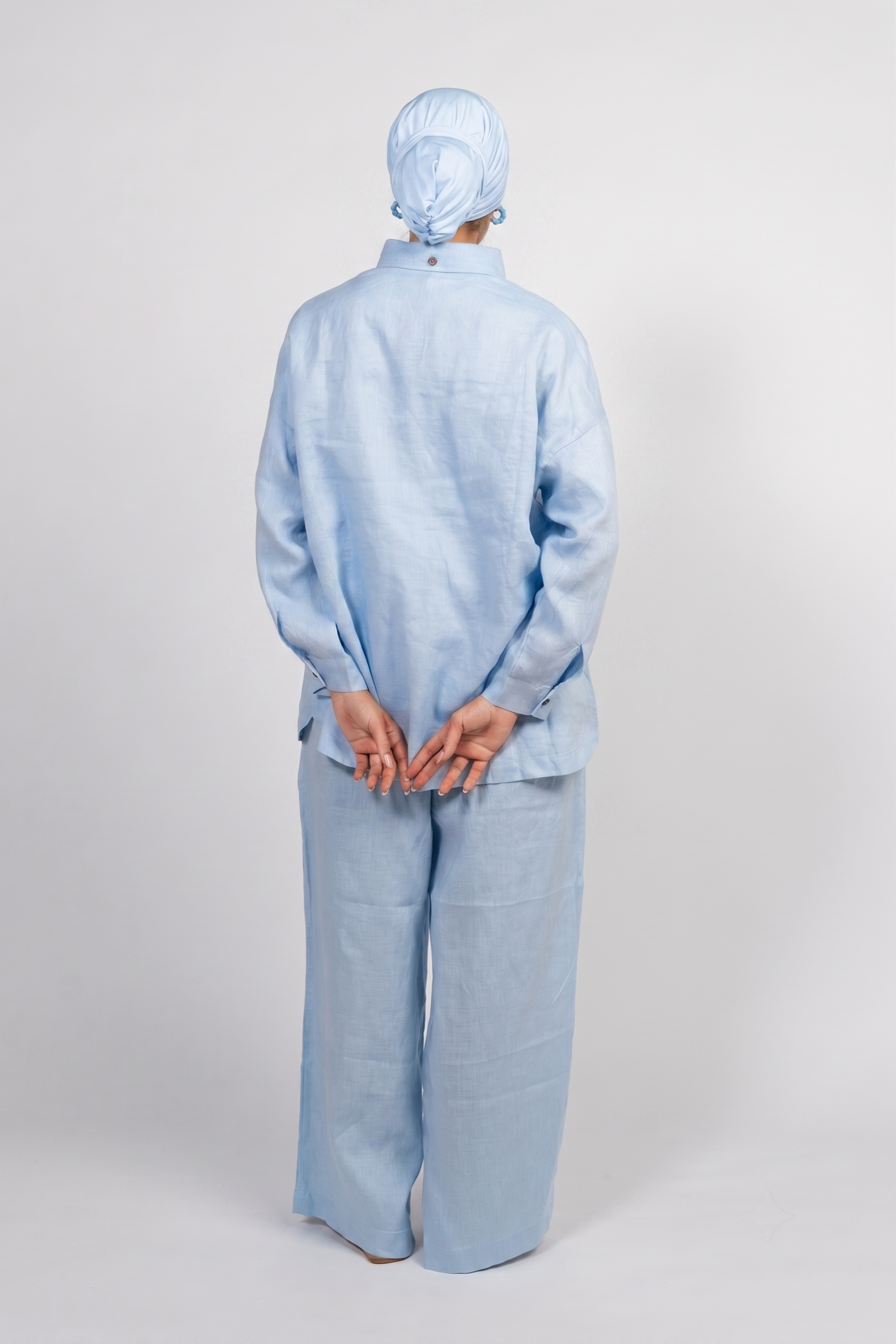 OAMY 100% Linen Shirt Set in Baby Blue