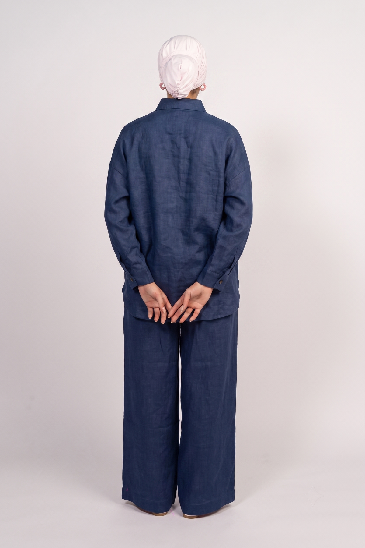 OAMY 100% Linen Shirt Set in Navy