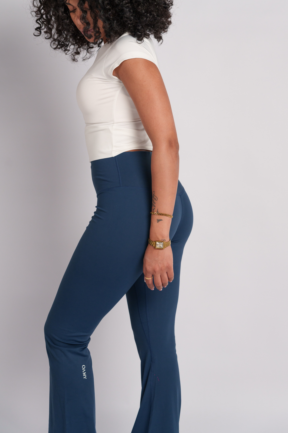 OAMY Soft Skin Flared Pant in Navy