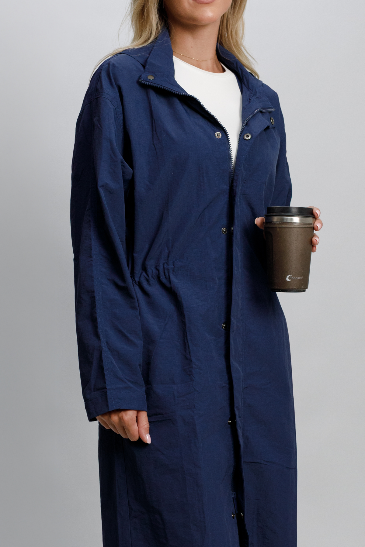 OAMY Relaxed Longline Zip Jacket in Navy