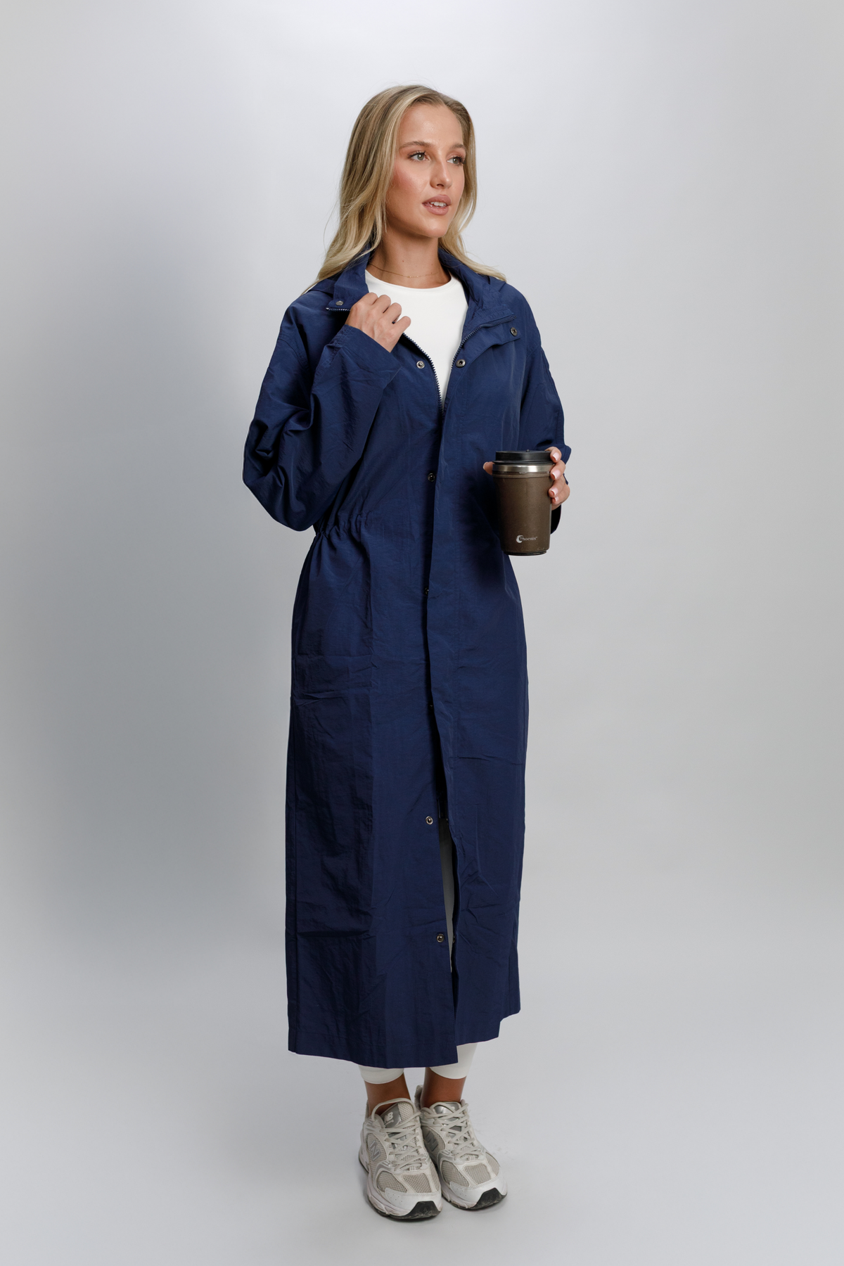 OAMY Relaxed Longline Zip Jacket in Navy