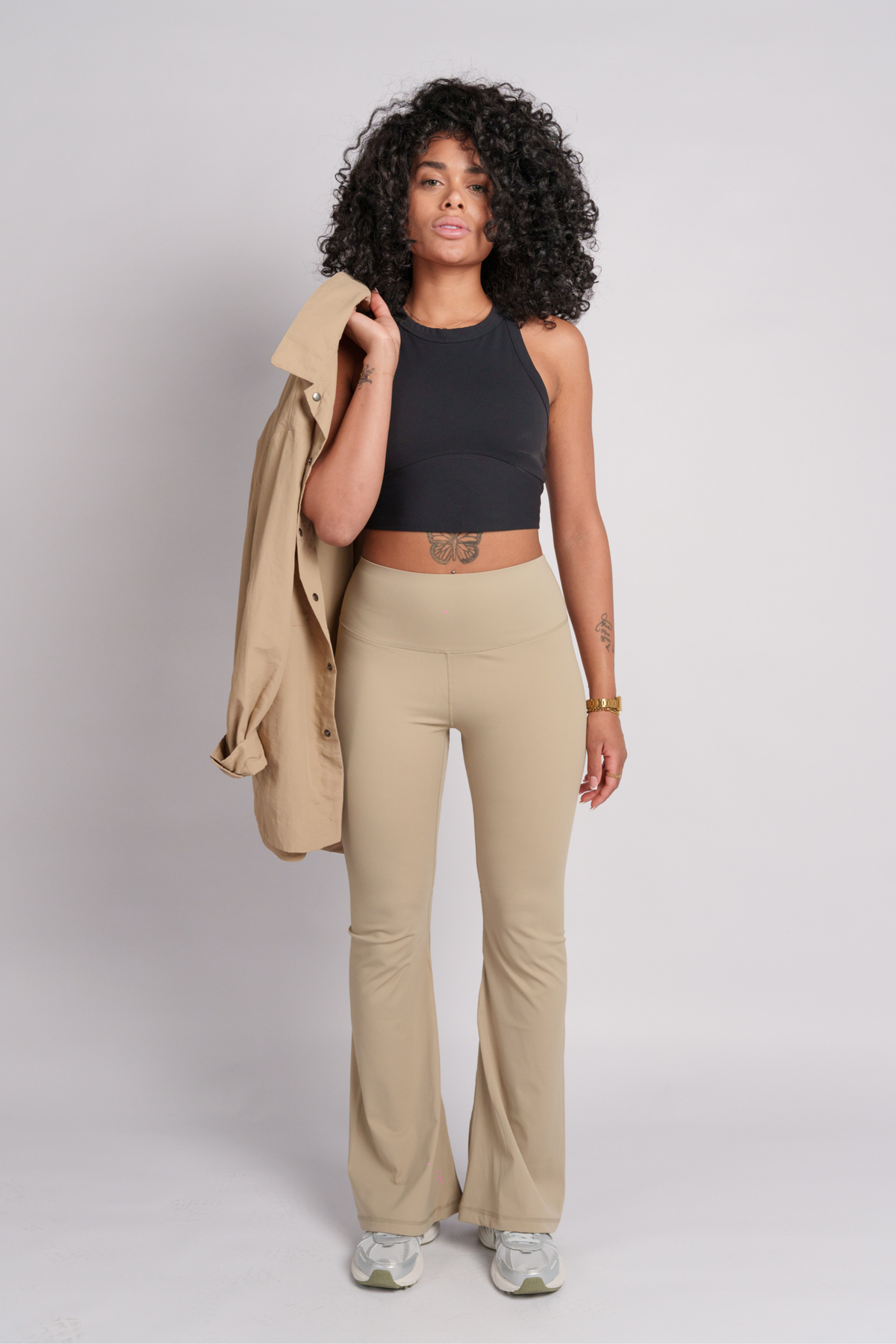 OAMY Yoga Flared Pant in Beige