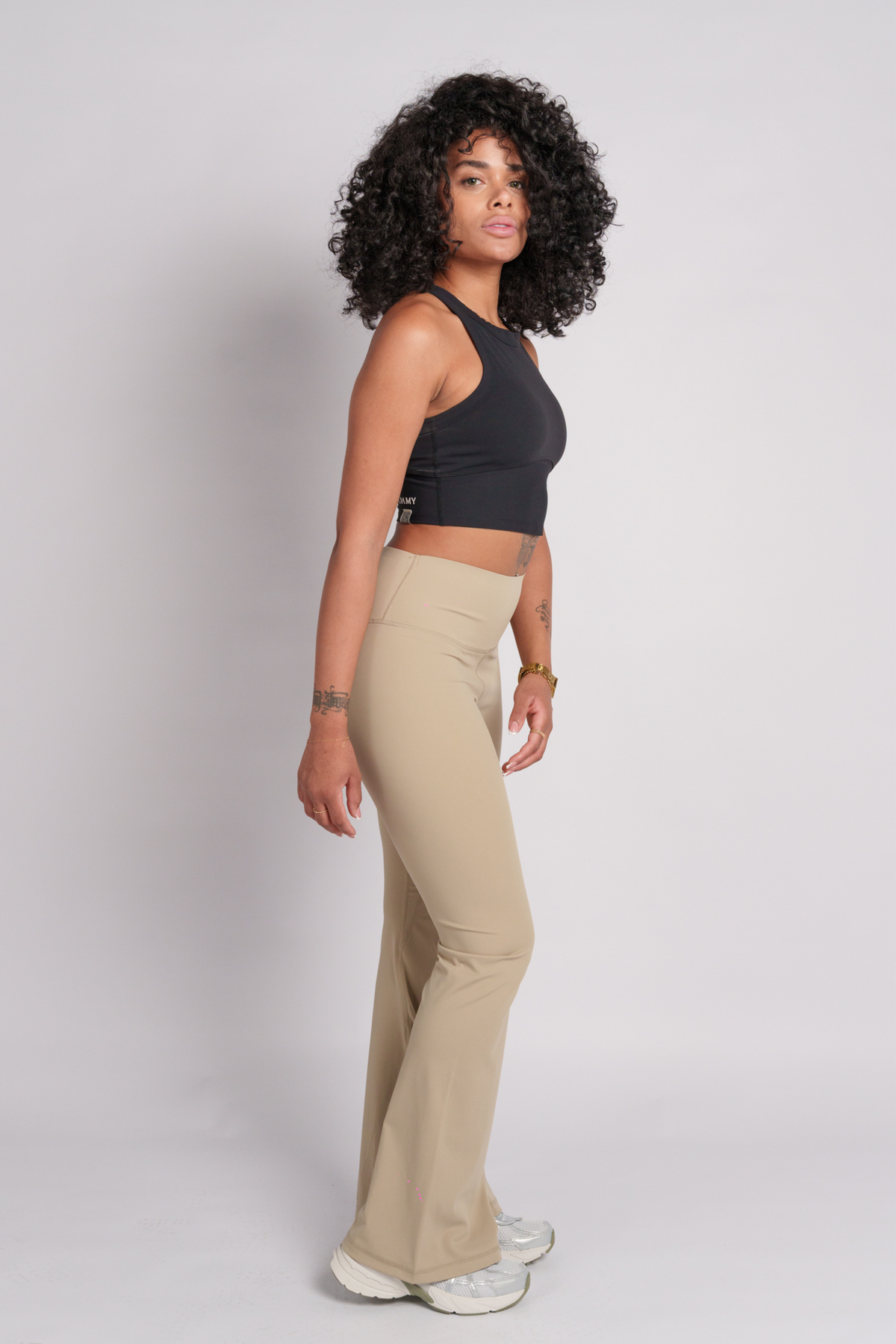 OAMY Yoga Flared Pant in Beige